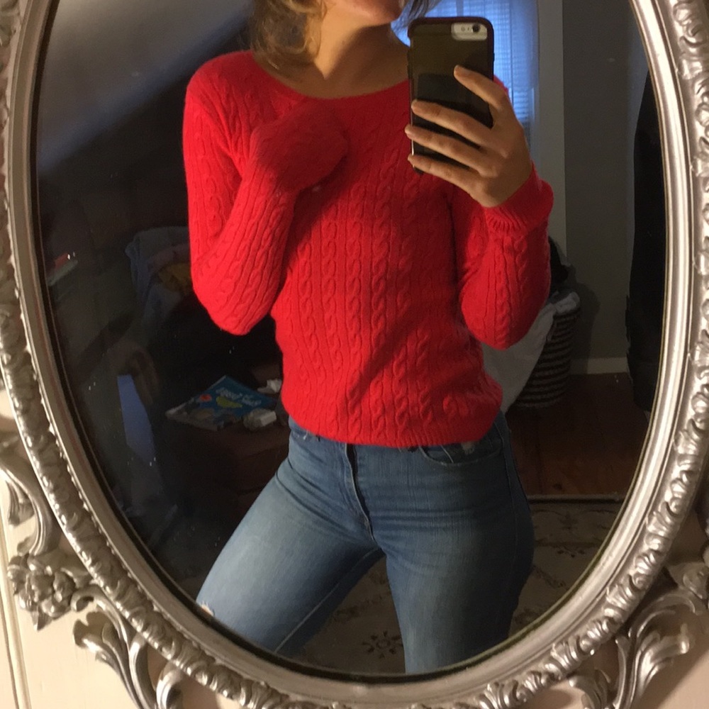 Bright red cashmere sweater